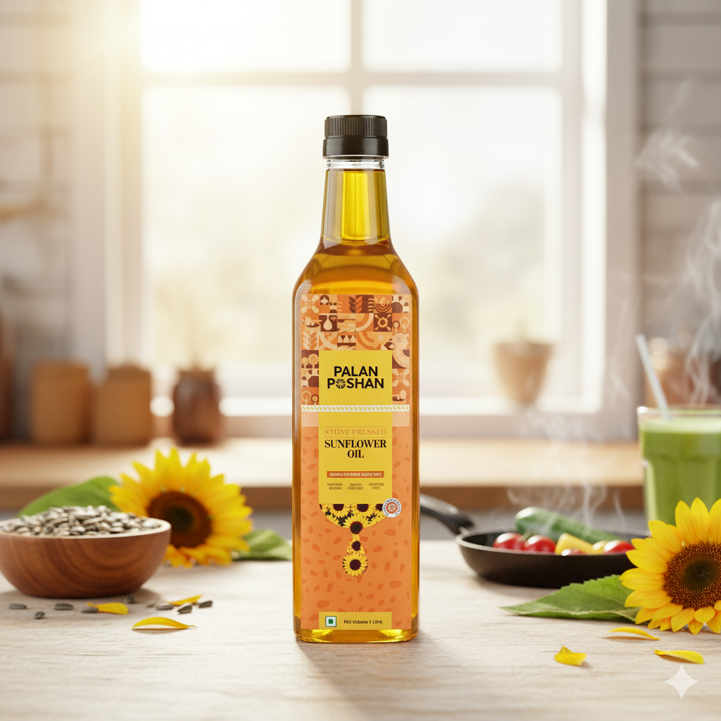 Stone-Pressed Sunflower Oil – Single-Filtered, Rich in Vitamin E (1 ltr)