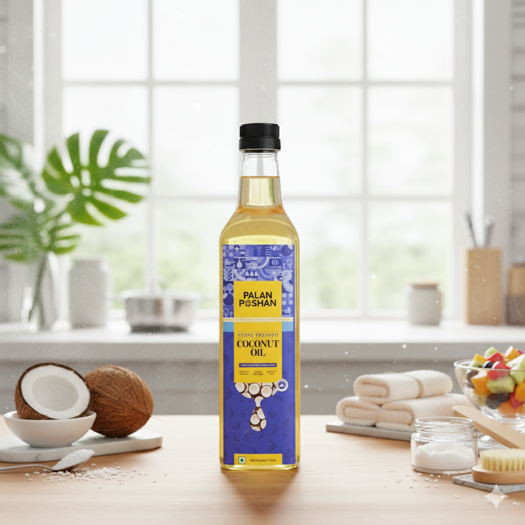 Stone-Pressed Coconut Oil – Virgin, Single-Filtered, Cold Extraction (1 ltr)