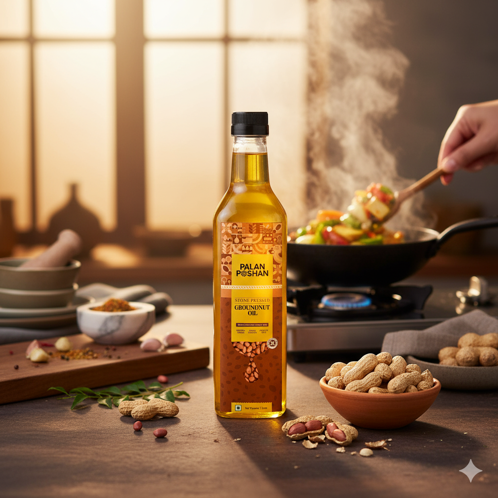 Stone-Pressed Groundnut Oil – Cold, Single-Filtered Peanut Oil (1 ltr)